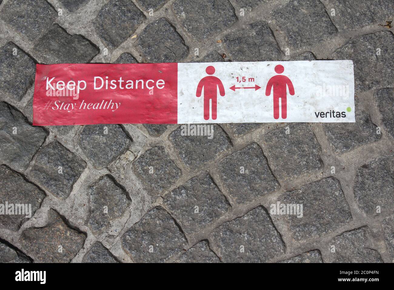 Aalst Belgium 12 June 2020 Social Distancing Advise On A Pavement Outside A Shop In The Main Town Centre Shopping Street Of Aalst Regulations Have Stock Photo Alamy