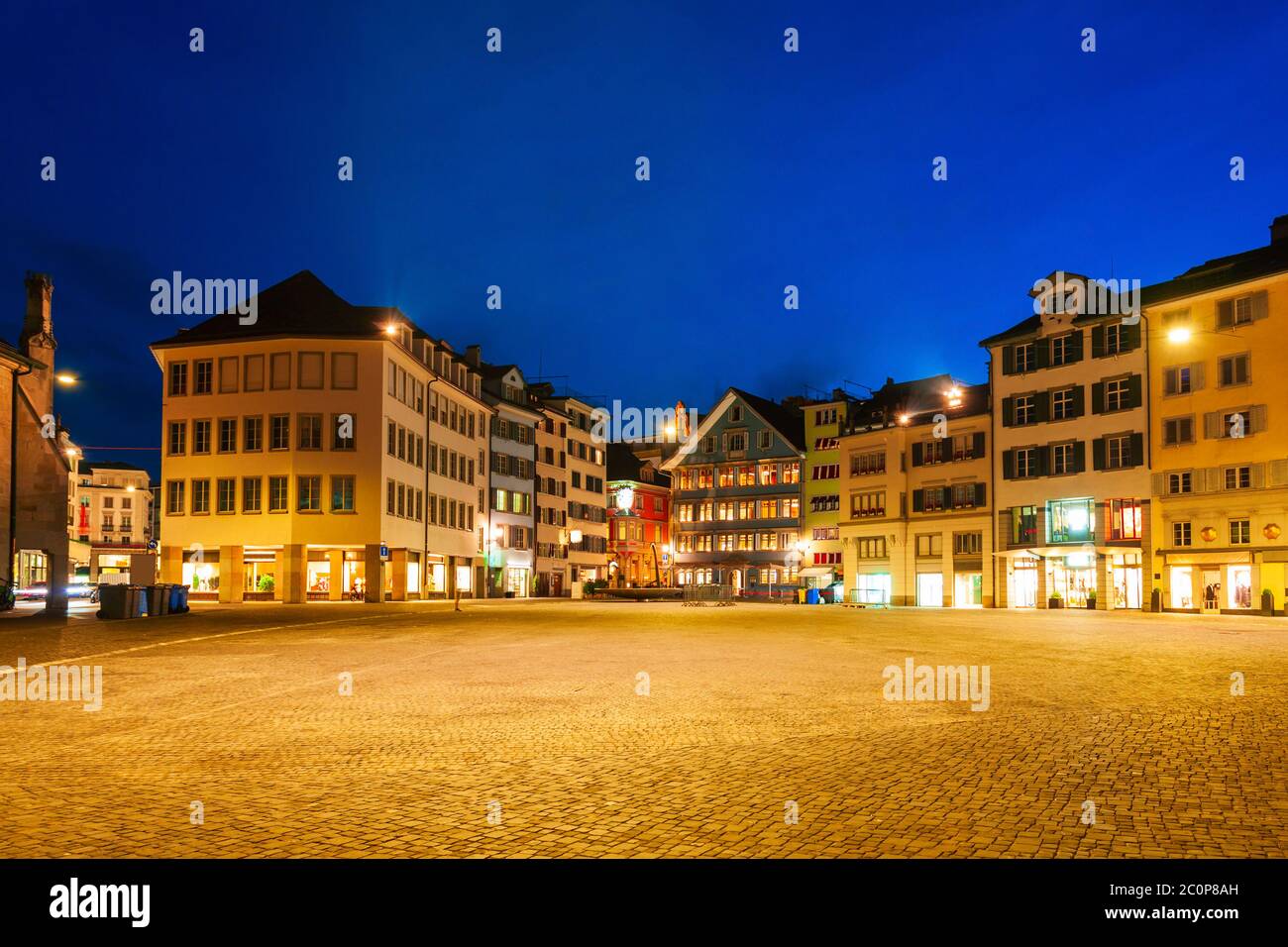 Colorful houses at the Munsterhof main square in the centre of Zurich city in Switzerland Stock Photo