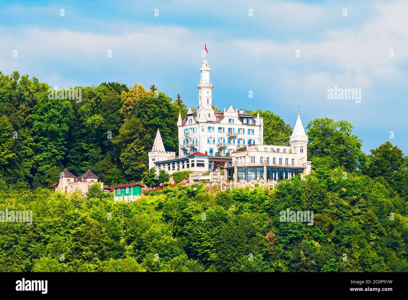 Schloss Hotel Chateau Gutsch is a boutique hotel in Lucerne city in central Switzerland Stock Photo