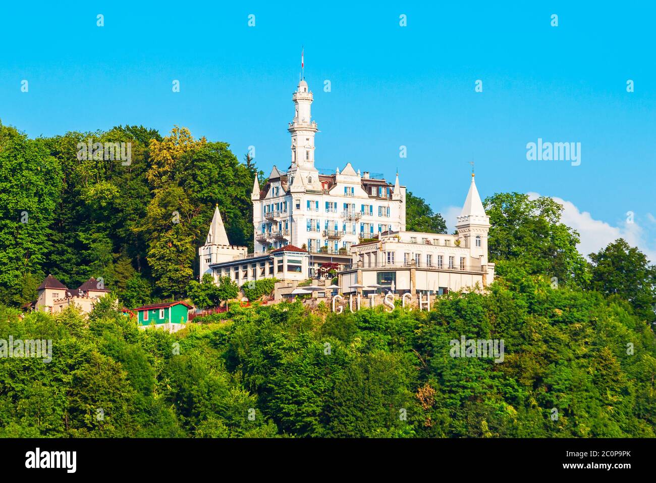Schloss Hotel Chateau Gutsch is a boutique hotel in Lucerne city in central Switzerland Stock Photo