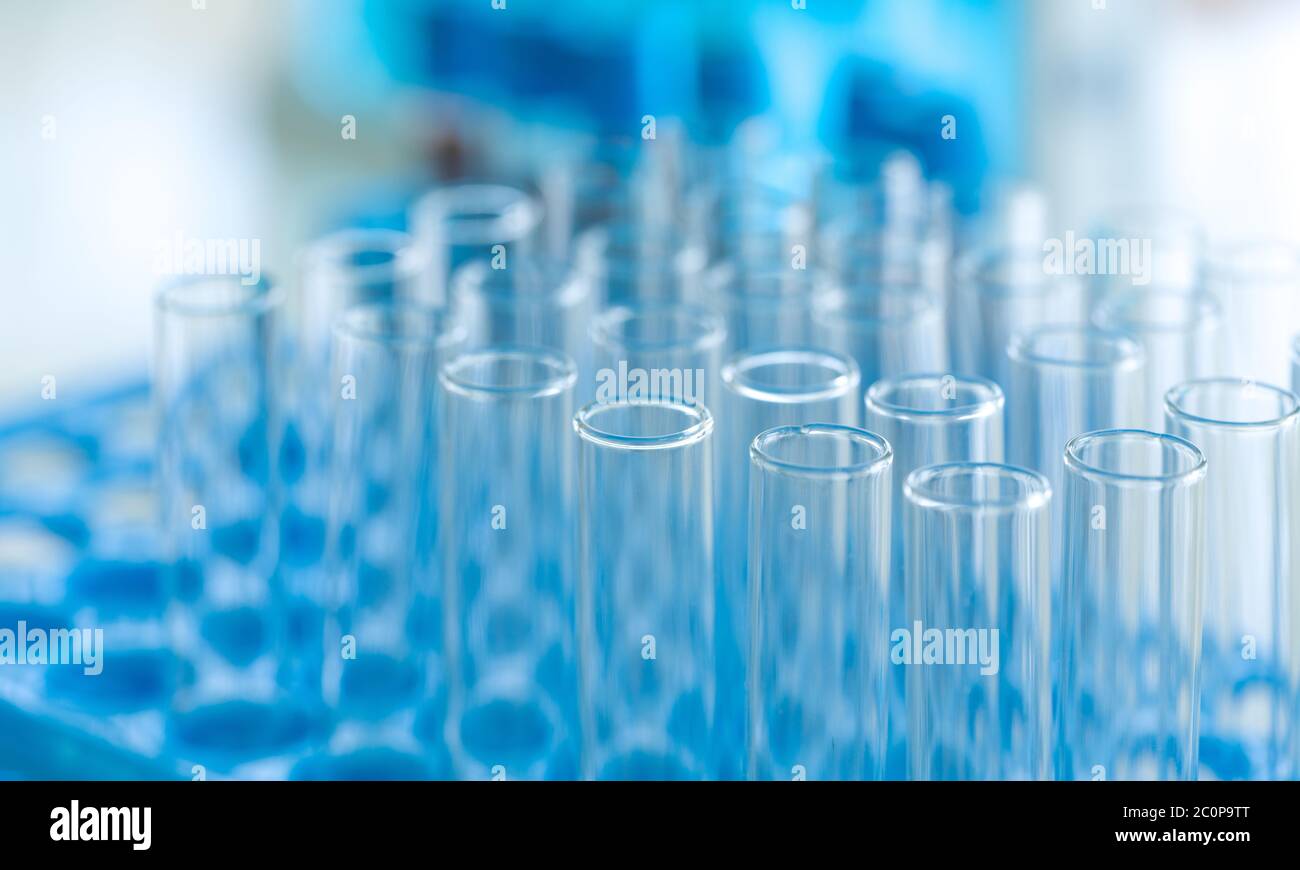 Closeup test tube in chemical laboratory background, science laboratory
