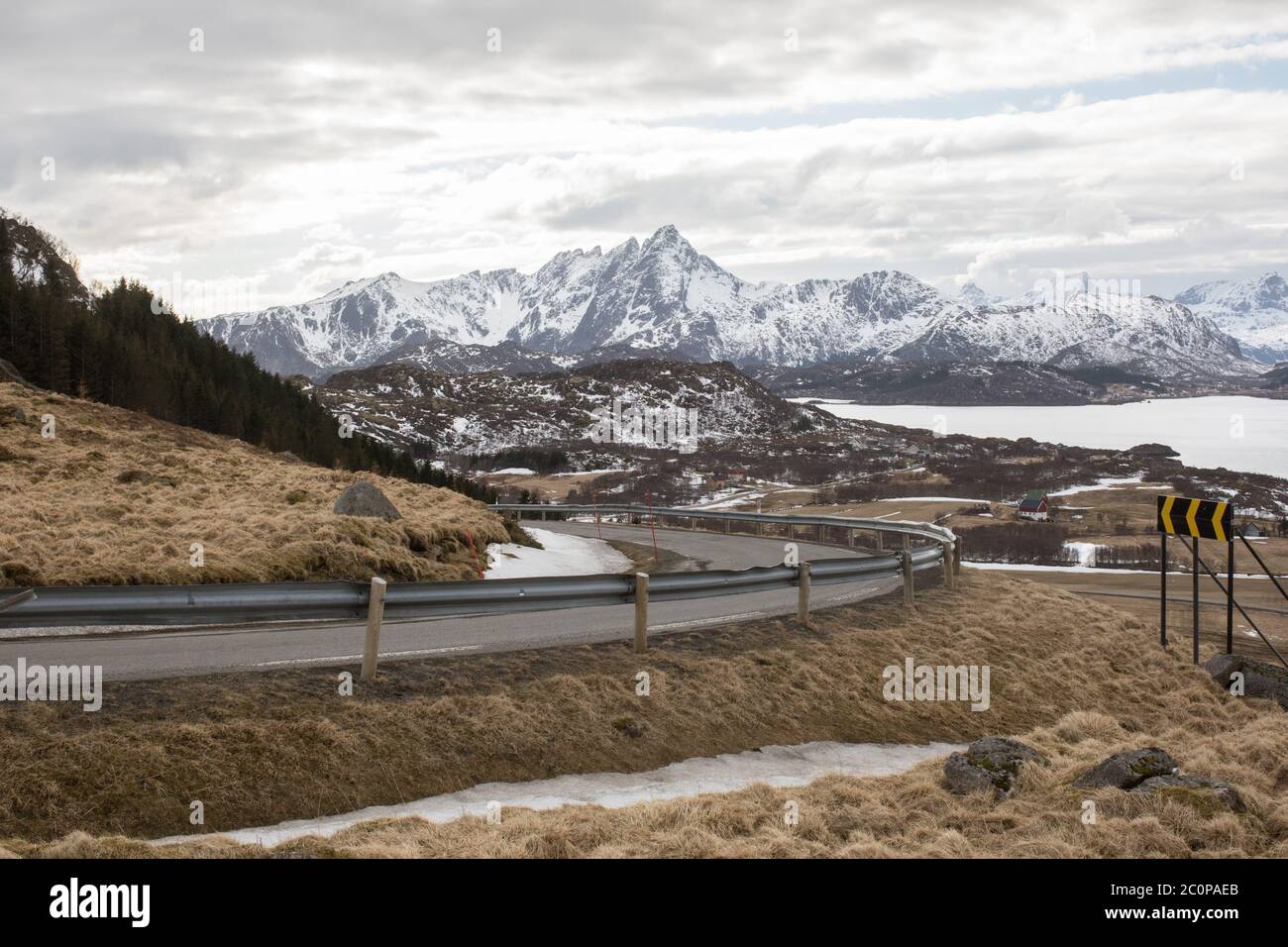 Mountain road in Lofoten Stock Photo - Alamy
