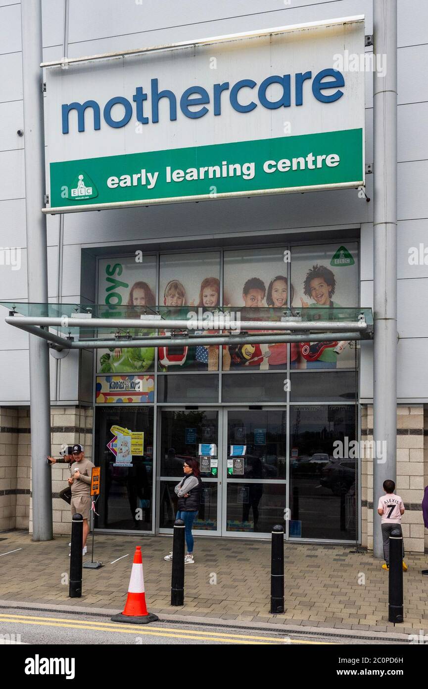 Cork, Ireland. 12th June, 2020. Mothercare Ireland has gone into liquidation with the loss of 197 jobs. All 14 kids clothes shops across Ireland will not reopen after the Covid-19 lockdown. Mothercare at Mahon Point, Cork, was closed today. Credit: AG News/Alamy Live News Stock Photo