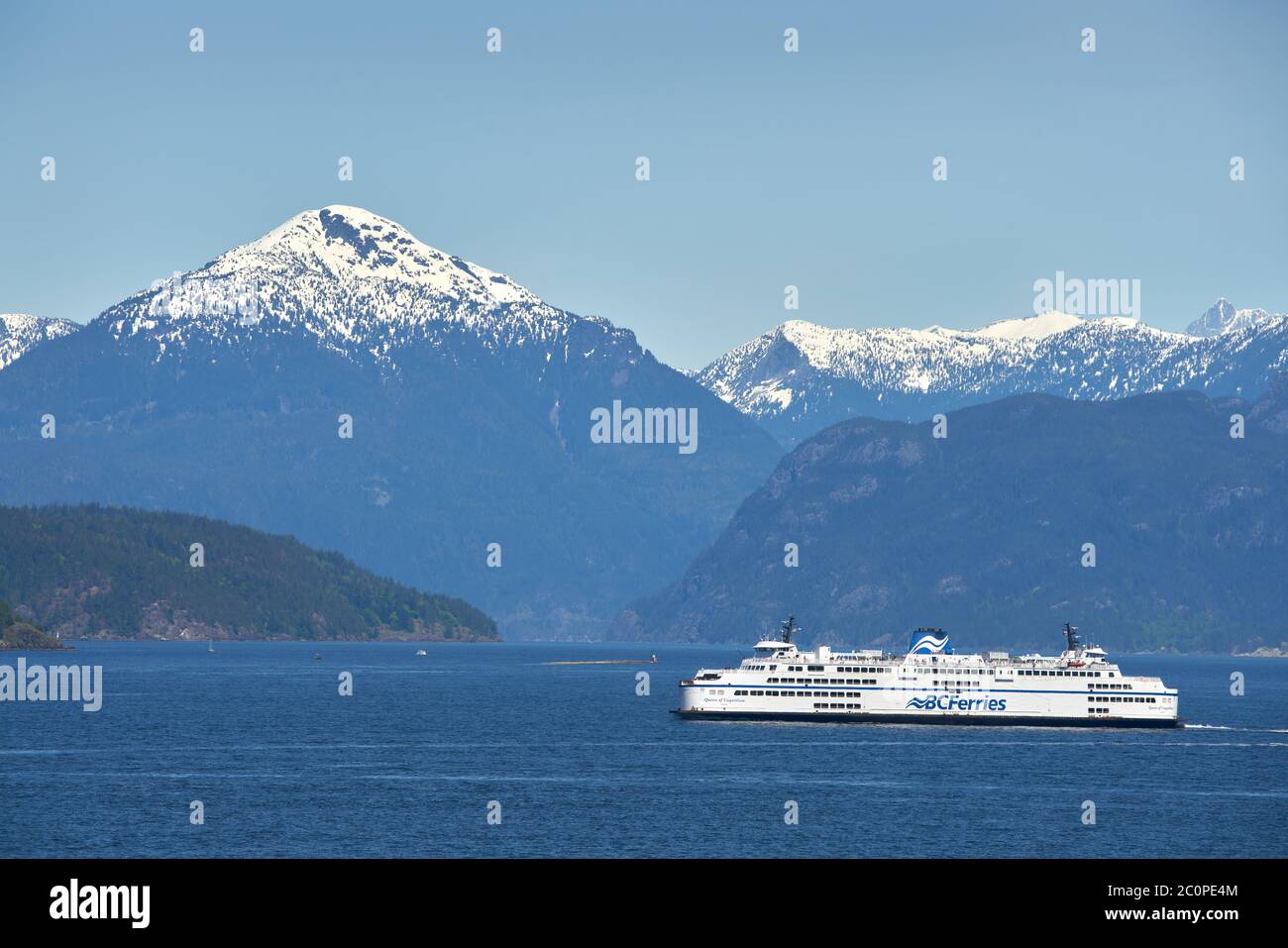 West Vancouver, British Columbia, Canada – May 20, 2017. Vancouver Island BC Ferry Howe Sound Stock Photo