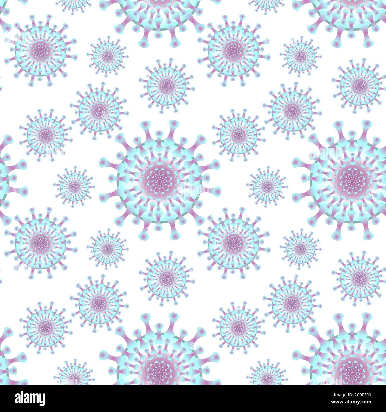 A seamless pattern. Vector illustration - coronavirus molecule under magnification, square. Epidemic, pandemic, disease Stock Vector