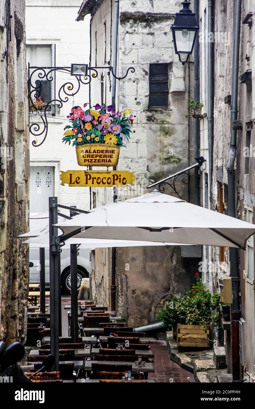 Restaurant Le Proco Pio in Montrichard, a classic market town in France Stock Photo