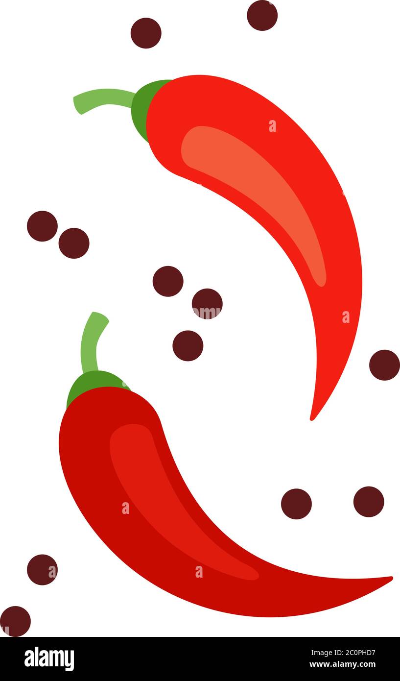 Chili peppers with black peppercorns vector flat isolated Stock Vector