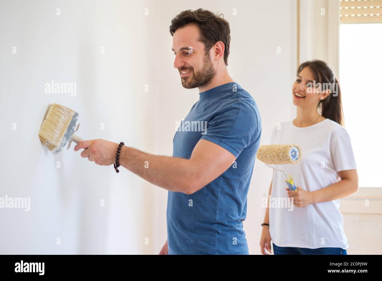 Couple in love and home renewal improvement concept Stock Photo