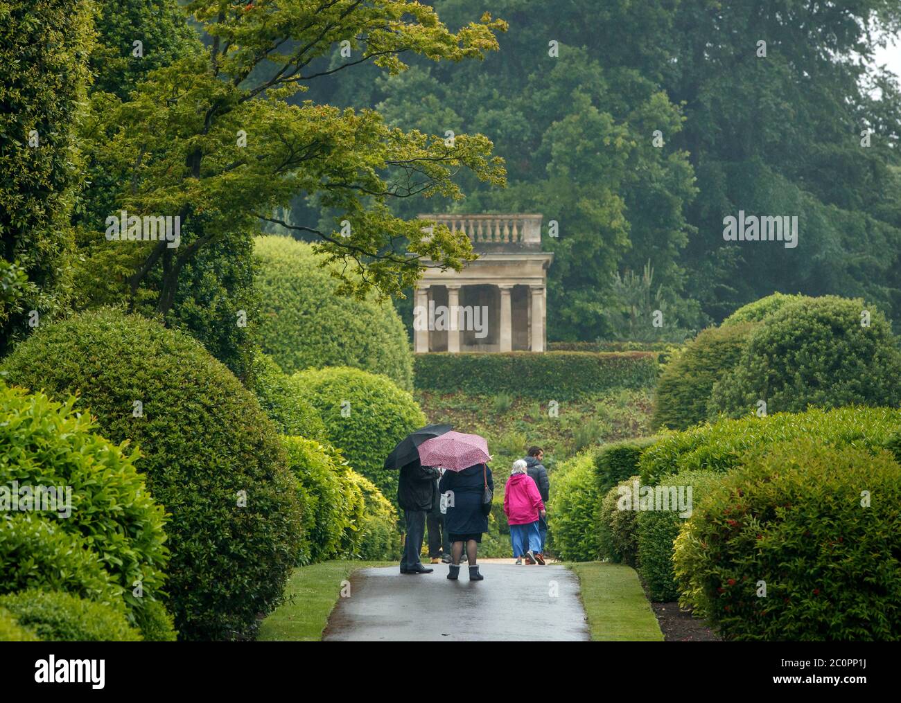 Staff At English Heritage Carry Out A Visitor Practise Run With Family Members At Brodsworth Hall In Yorkshire Ahead Of The Gardens Reopening Tomorrow Following The Introduction Of Measures To Bring England