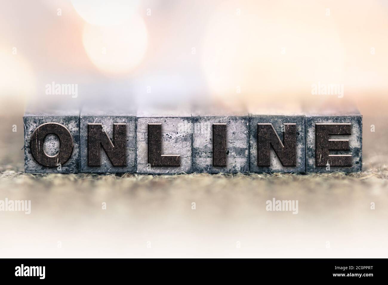 Online Concept Vintage Letterpress Type Stock Photo