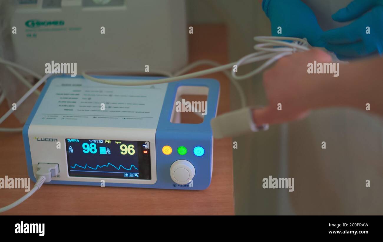 Pulse Oximeter, Lucon Mediana brand. Device measures the patient's ...