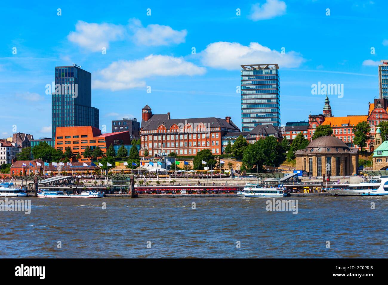 Hamburg city centre and Elbe river with boats in Germany Stock Photo ...