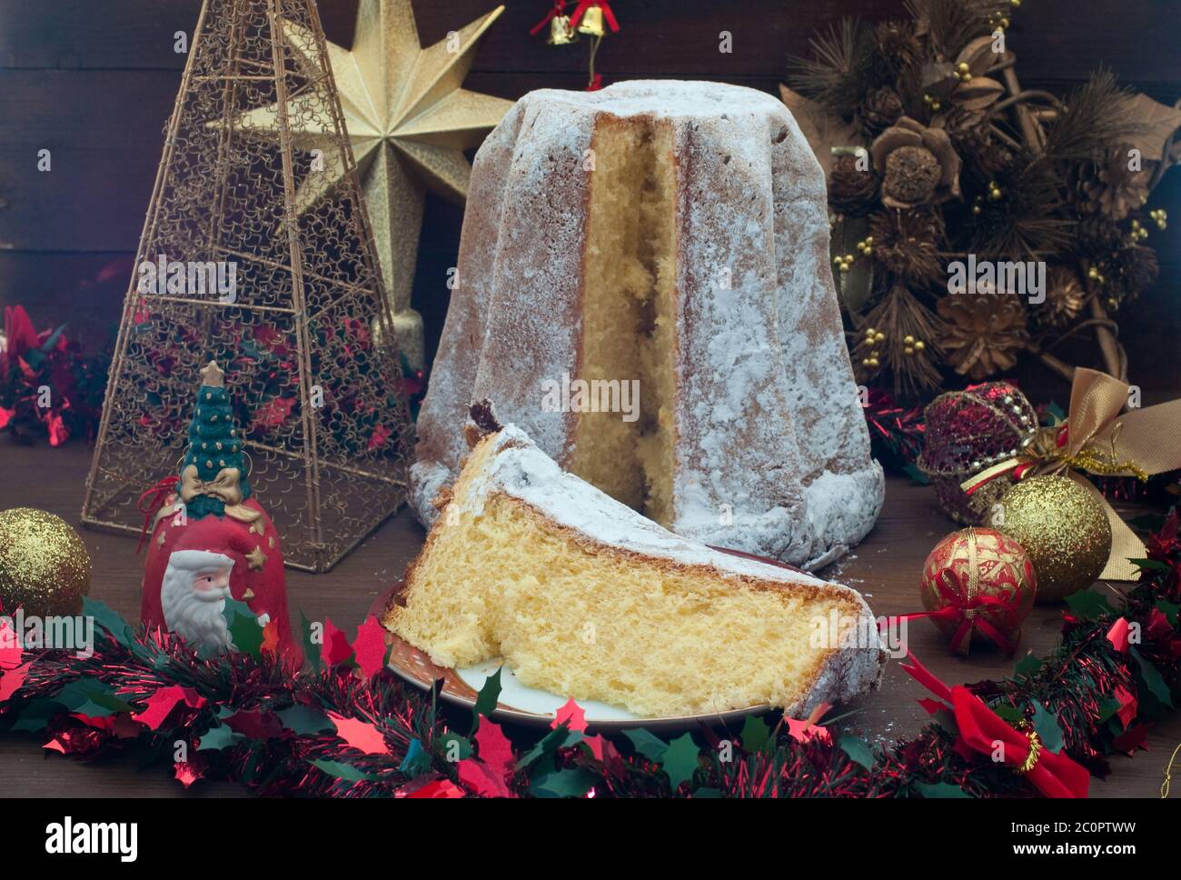 Pandoro Christmas Tree Decorated Stock Photo - Download Image Now