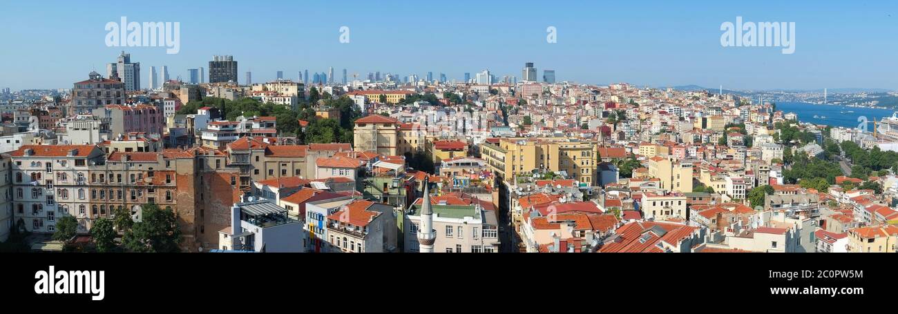 The panoramic view of Istanbul from the Galata tower. Stock Photo