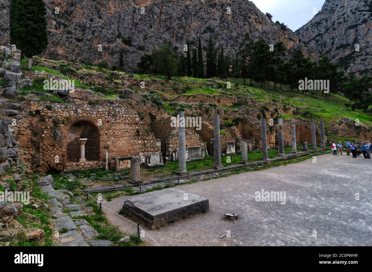 Delphi Town, Phocis / Greece. The Roman Agora is the first monument ...