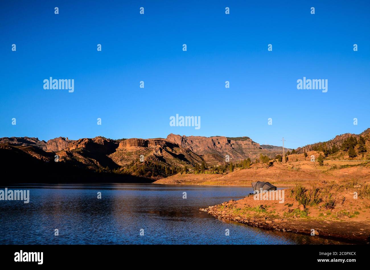 Dark Water Lake in Gran Canaria Stock Photo