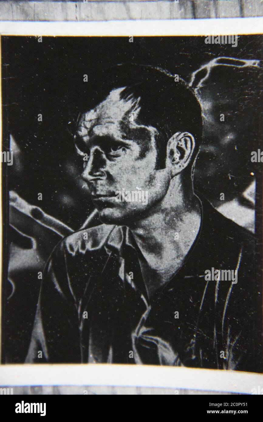 Fine 1970s vintage black and white photography of a man in a dream like ...