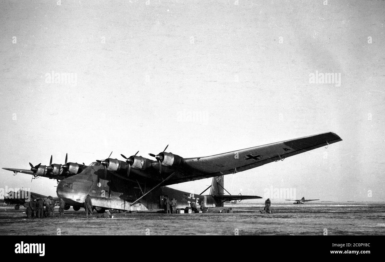 Wehrmacht Luftwaffe Messerschmitt Me 323 D-1 Gigant - German Air Force Military Transport Aircraft Giant Stock Photo