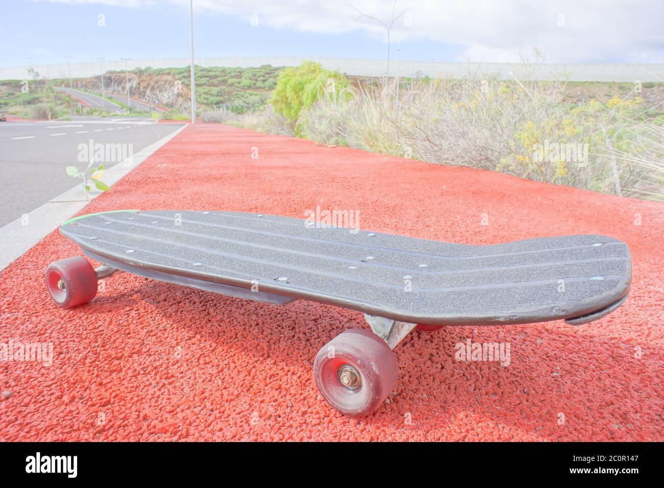 Vintage Style Longboard Black Skateboard Stock Photo Alamy