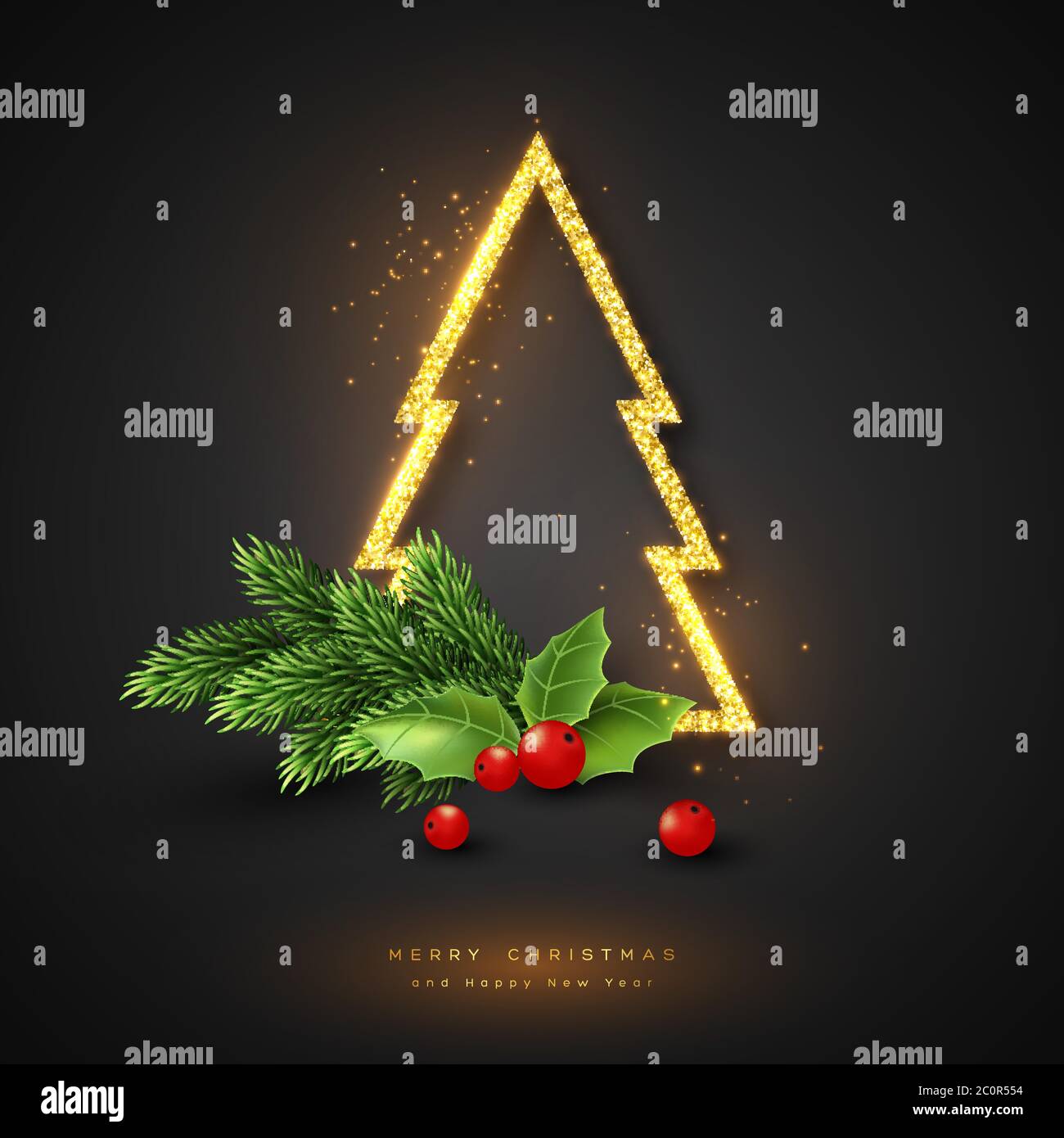 Gold shiny christmas tree Stock Vector Images - Alamy
