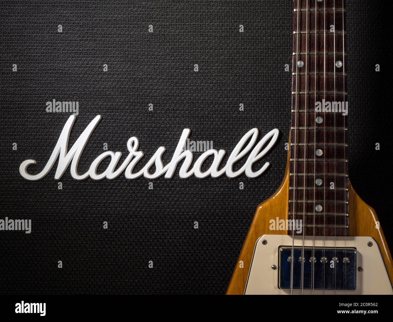 Part of cloth grill of an iconic Marshall 4 x 12 speaker with