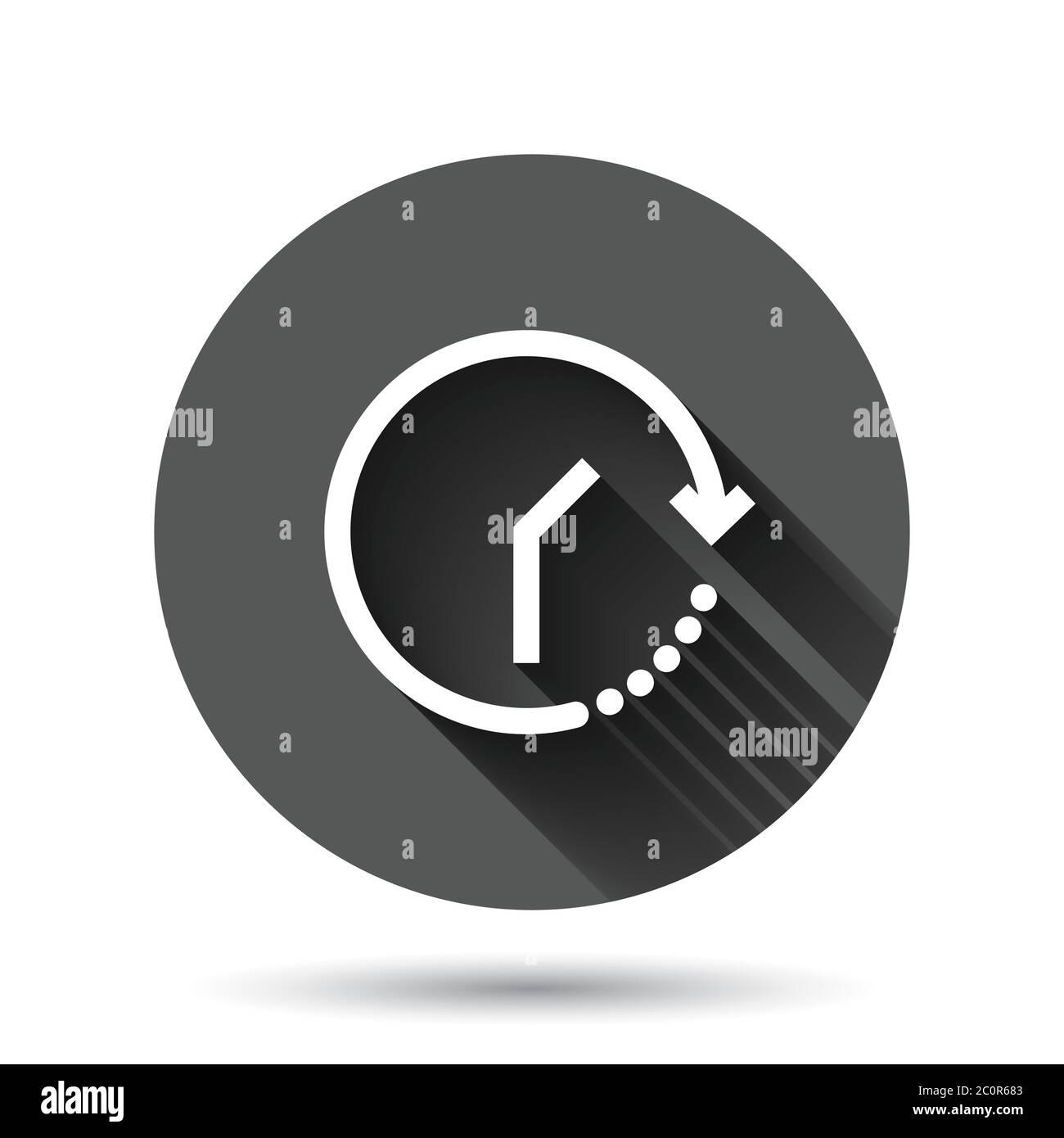 Clock icon in flat style. Watch vector illustration on black round ...