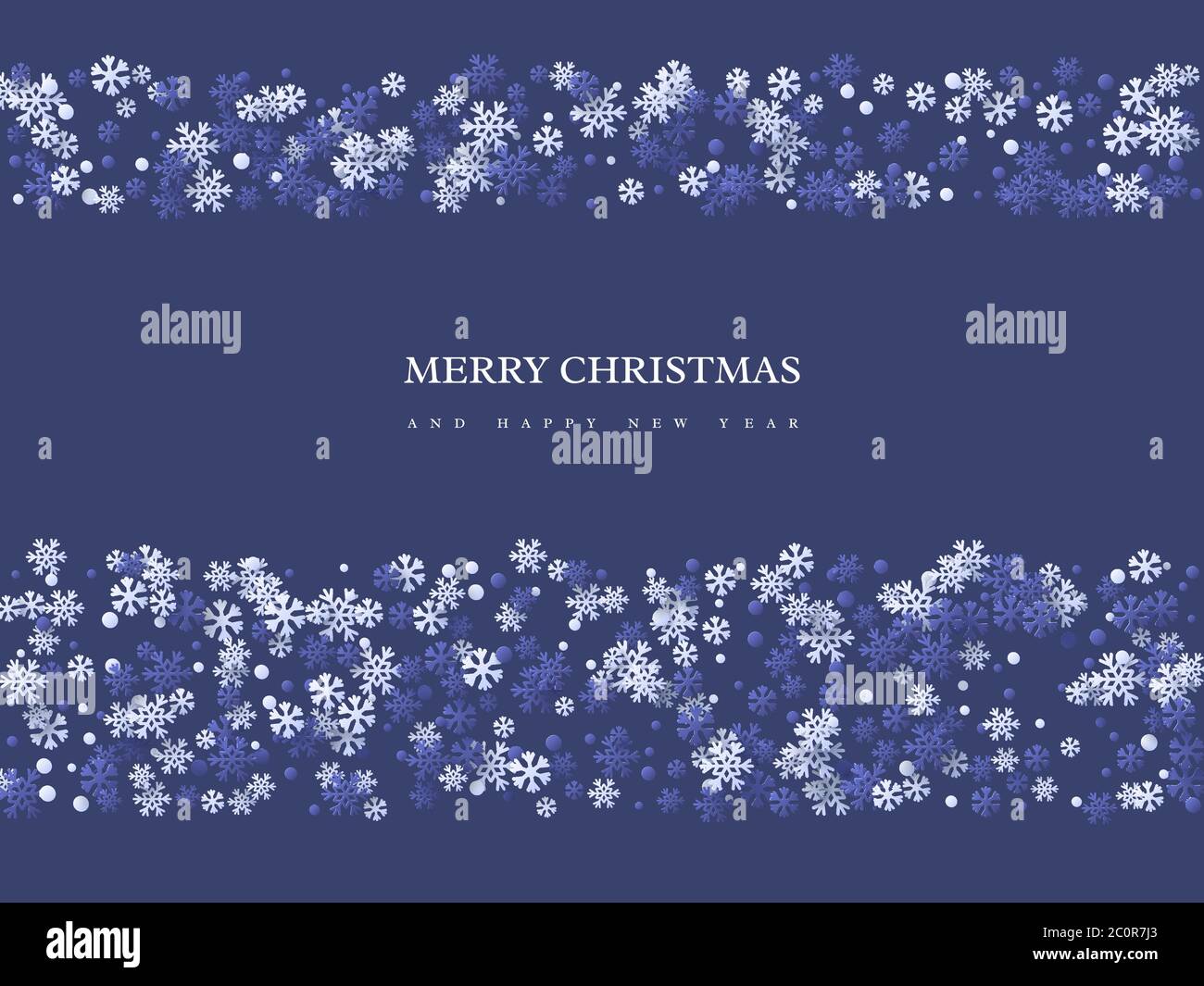 Christmas holiday design with paper cut style snowflakes. Dark blue ...