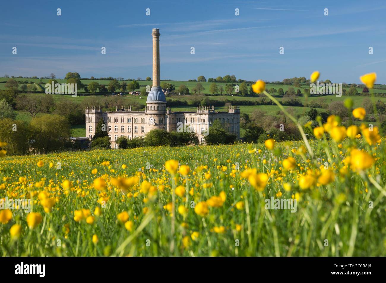 Bliss Mill with Buttercups, Chipping Norton, Cotswolds, Oxfordshire, England, United Kingdom, Europe Stock Photo