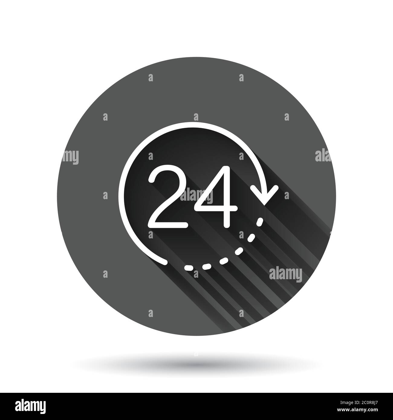 Clock icon in flat style. Watch vector illustration on black round ...