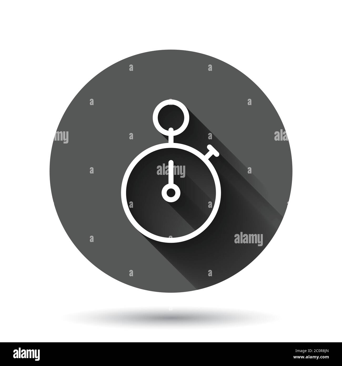 Clock icon in flat style. Watch vector illustration on black round ...