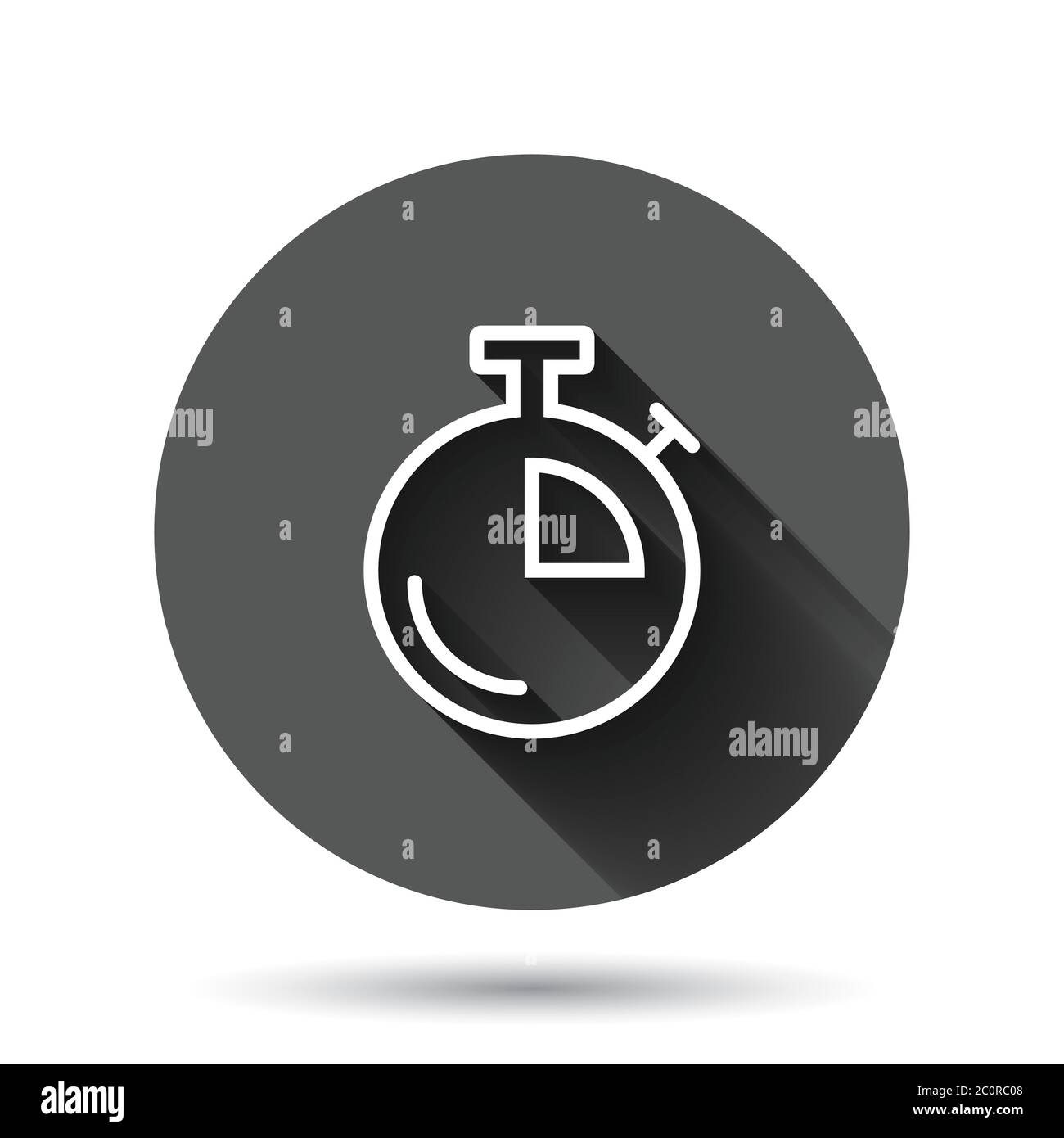 Clock icon in flat style. Watch vector illustration on black round ...