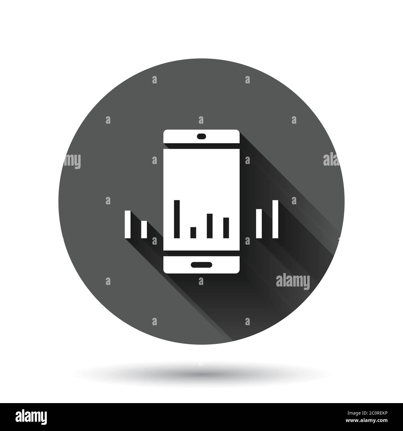 Phone diagram icon in flat style. Smartphone growth statistic vector ...