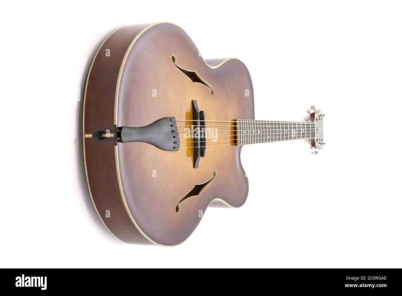 Handmade jazz guitar on a white background Stock Photo Alamy