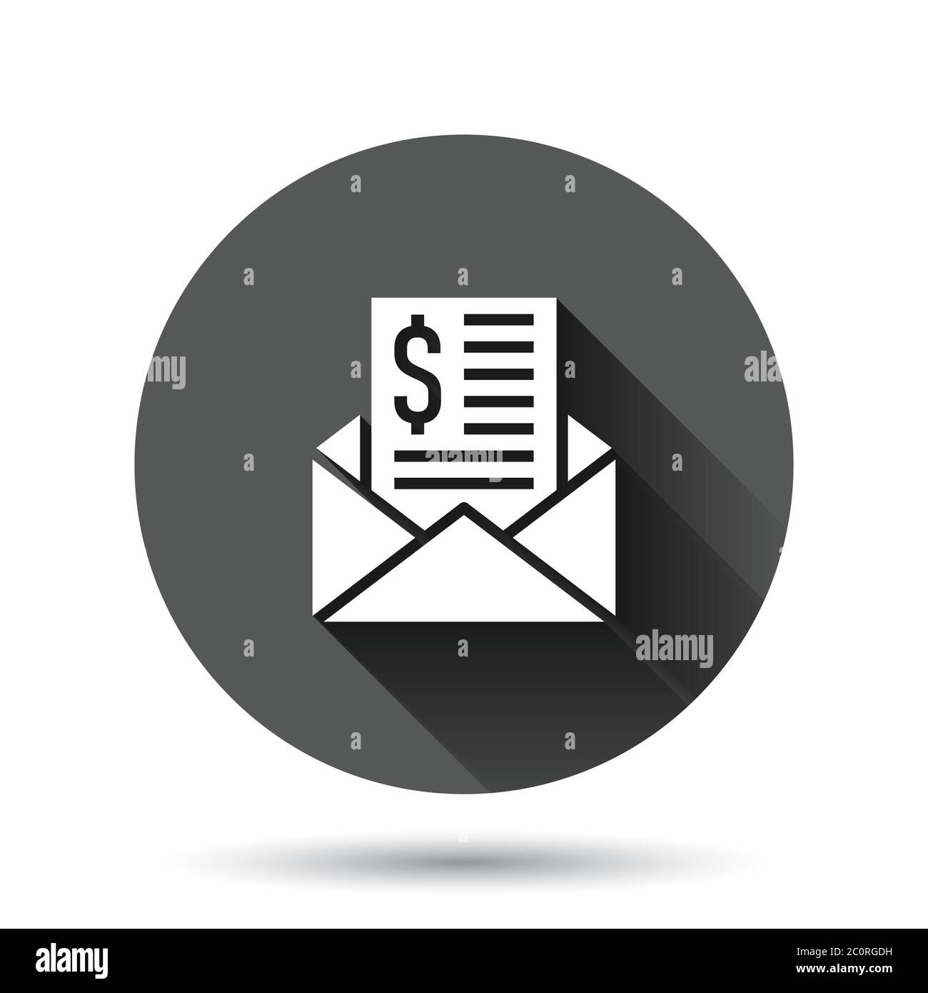 Envelope with money icon in flat style. E-mail cash vector illustration ...