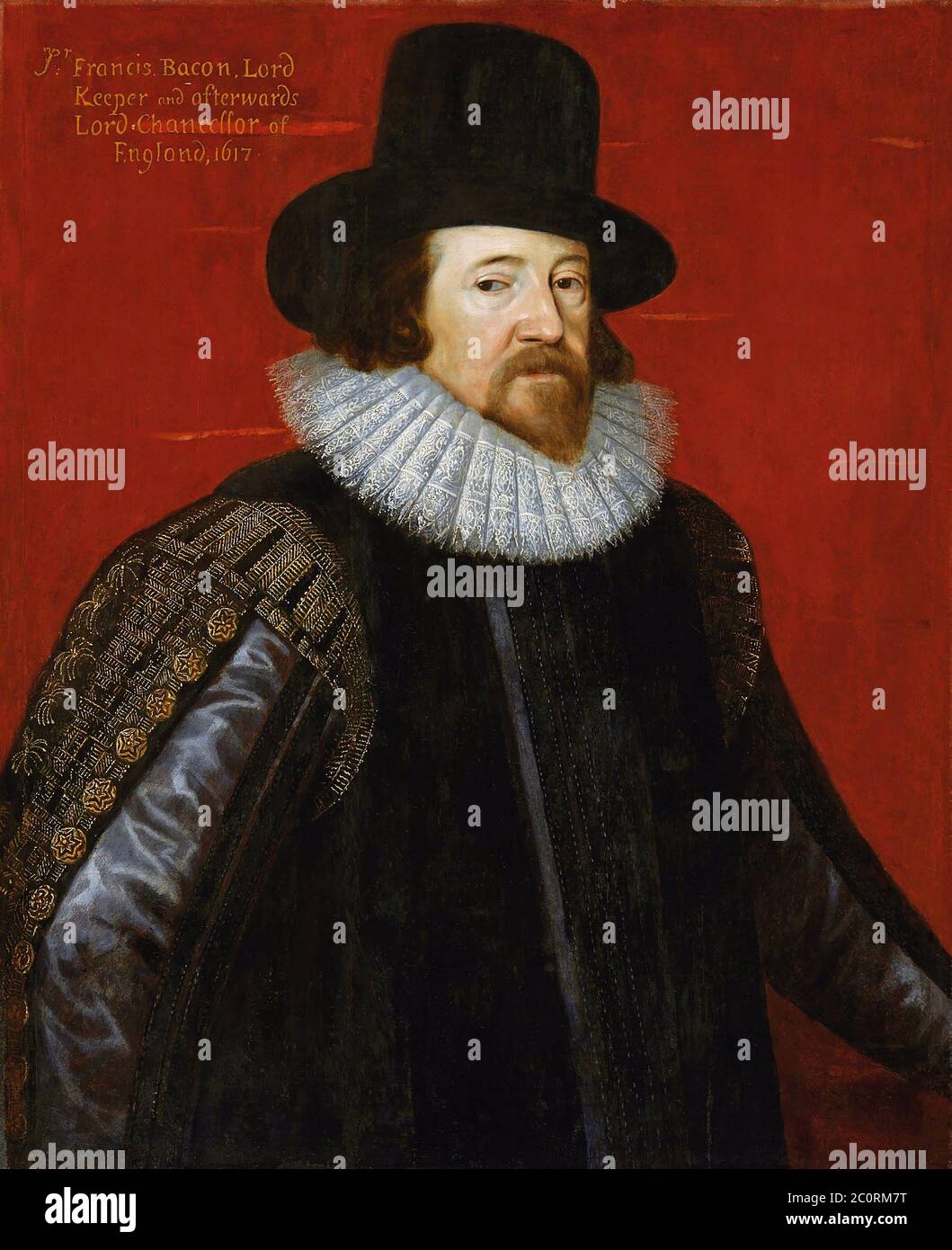 FRANCIS BACON (1561-1626) English philosopher and statesman in a 1617 painting by Pourbus the Younger Stock Photo