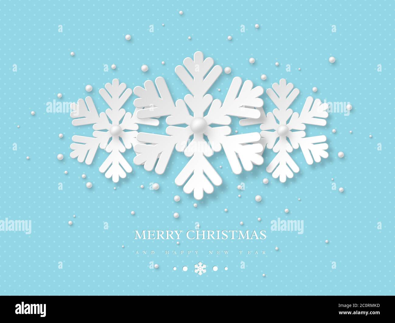Christmas holiday design. Three paper cut style snowflakes with shadow ...