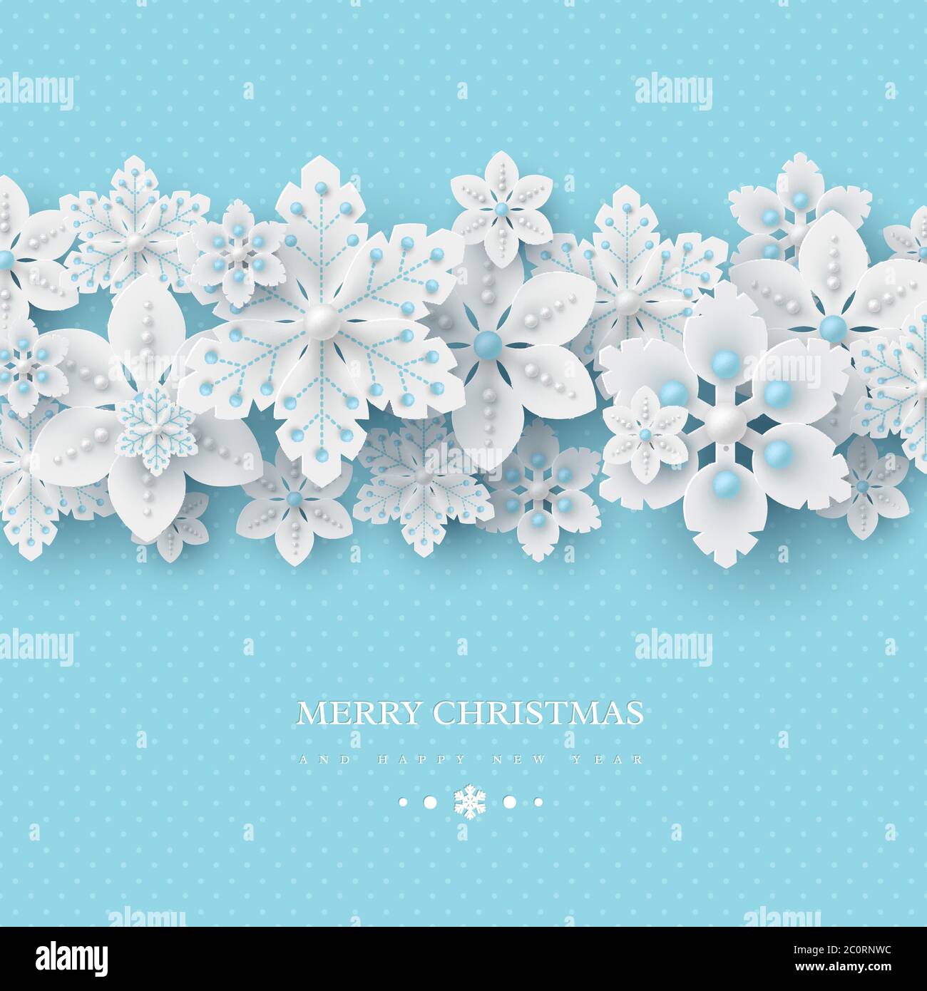 Christmas background with 3d decorative snowflakes Stock Vector