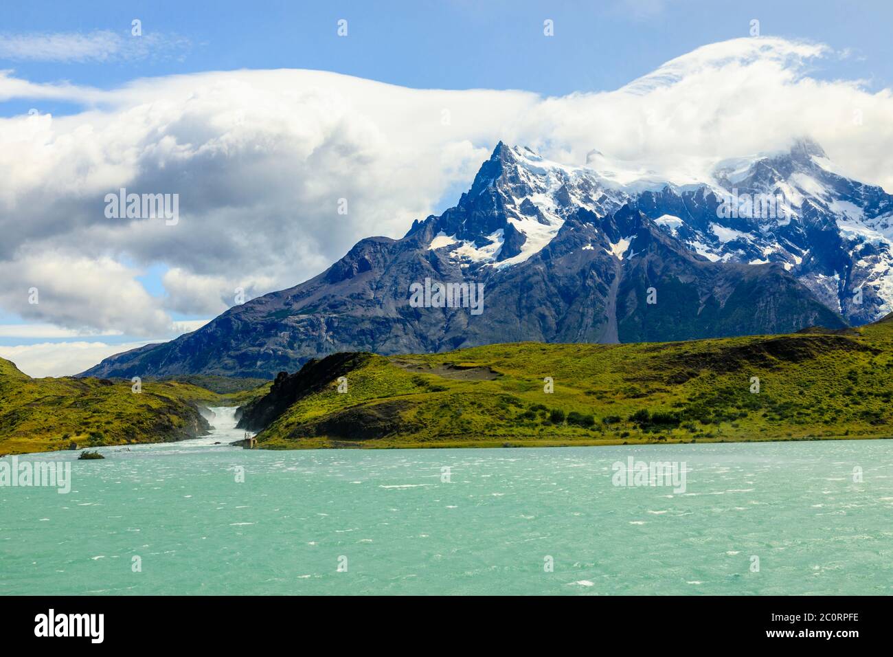 View of the Blue Massif across Nordenskjold Lake from the Mirador Lago