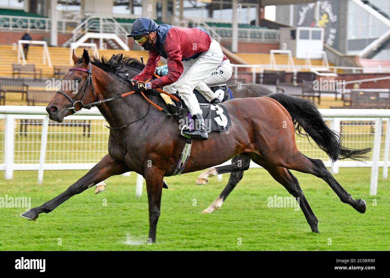 Johan ridden by James Doyle wins the It's Not Rocket Science with MansionBet Handicap at Newbury Racecourse. Stock Photo