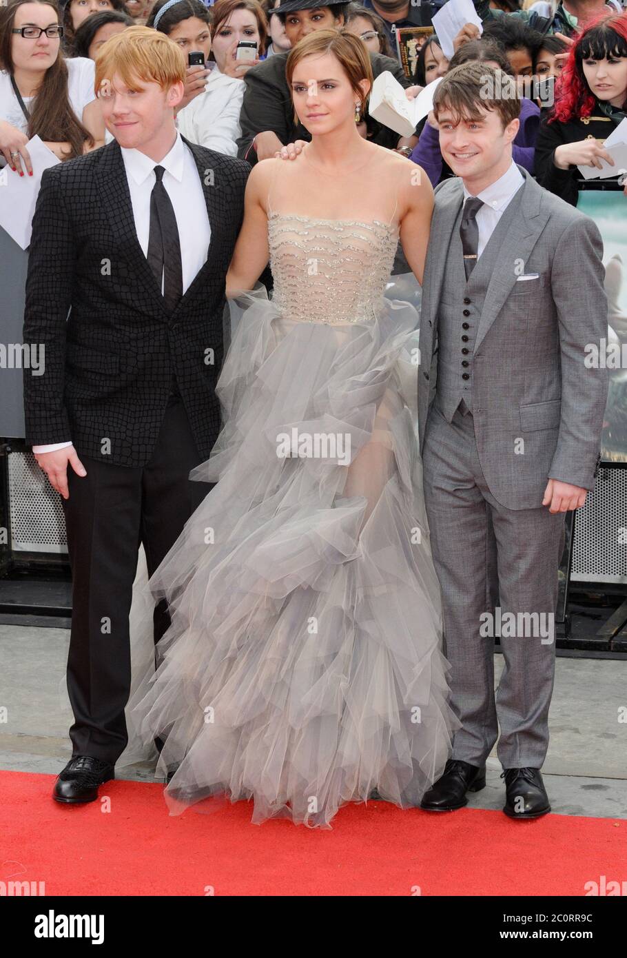 Rupert Grint, Emma Watson, Daniel Radcliffe, 'Harry Potter and the Deathly Hallows Part 2', World Premiere, Trafalgar Square, London. UK Stock Photo