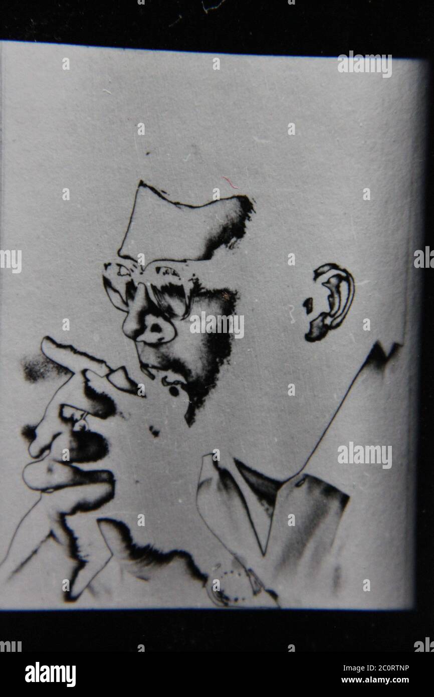 Fine 1970s vintage black and white photography of a man in a dream like ...