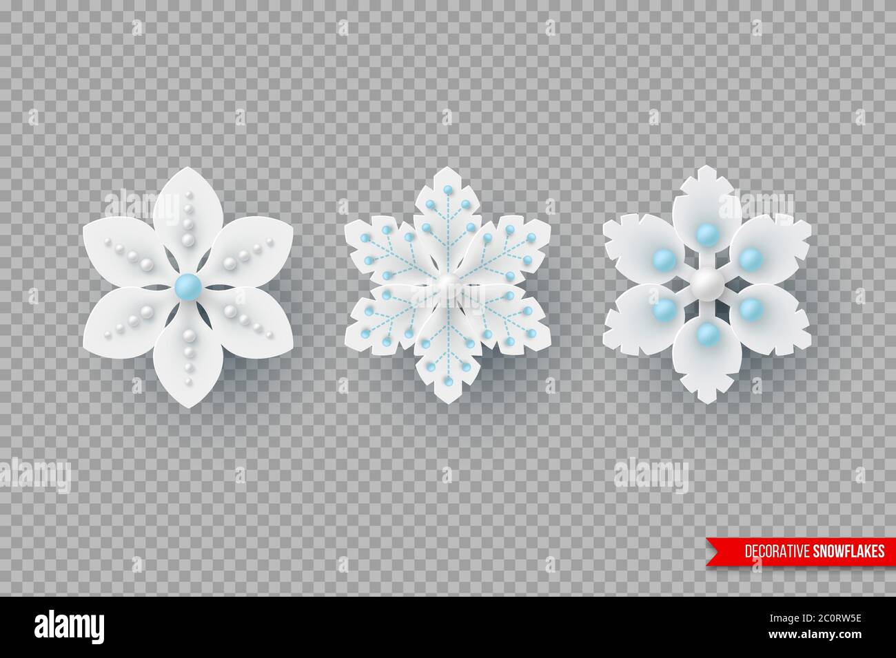Decorative 3d snowflakes for Christmas design. Stock Vector