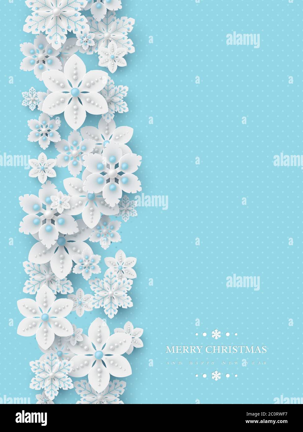 Christmas background with 3d decorative snowflakes Stock Vector