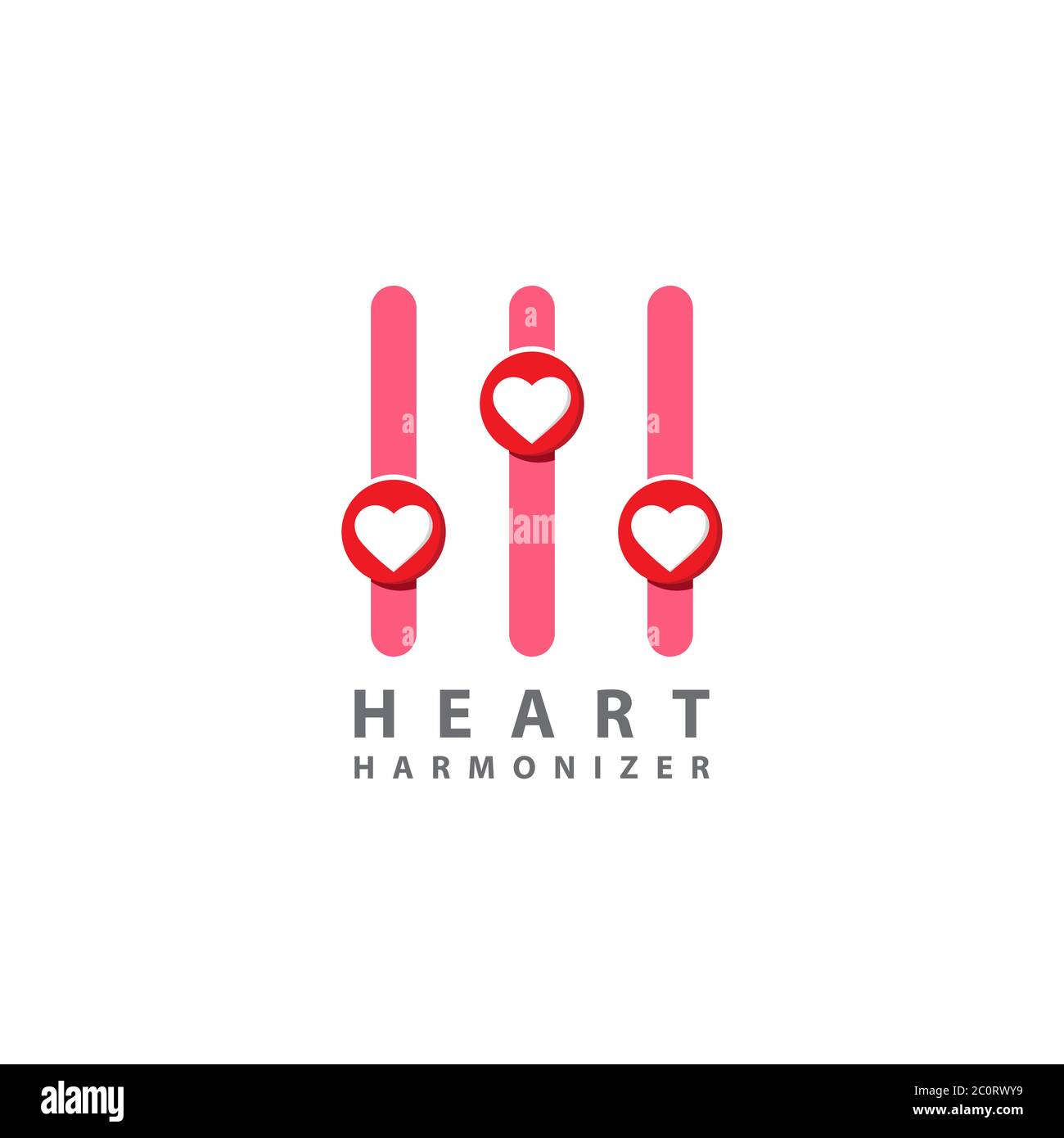 Heart harmonizer logo design template. Heath, love icon with equalizer logo concept. Isolated on white background. Pink and red color theme Stock Vector