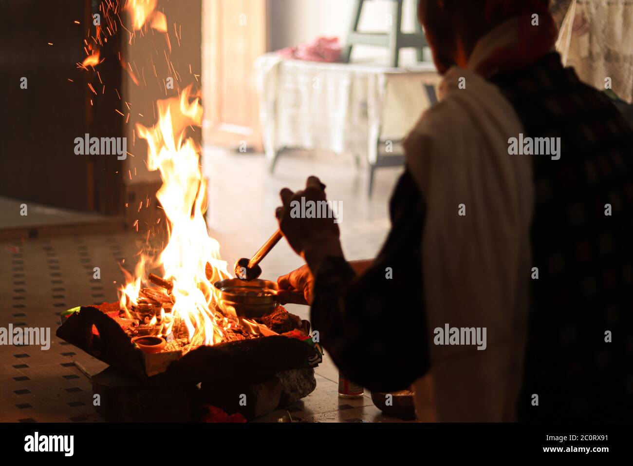 indian Hawan And Pooja fire stock images. Stock Photo