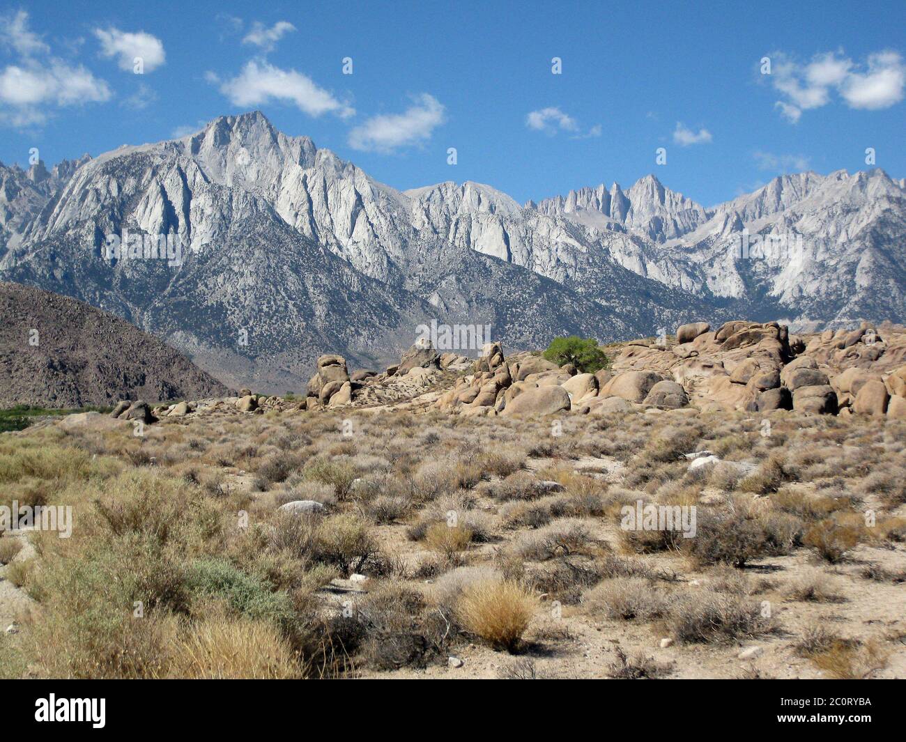 California, USA: The High Sierras and the Alabama Hills, taken from the Movie Road near the town of Lone Pine. Stock Photo