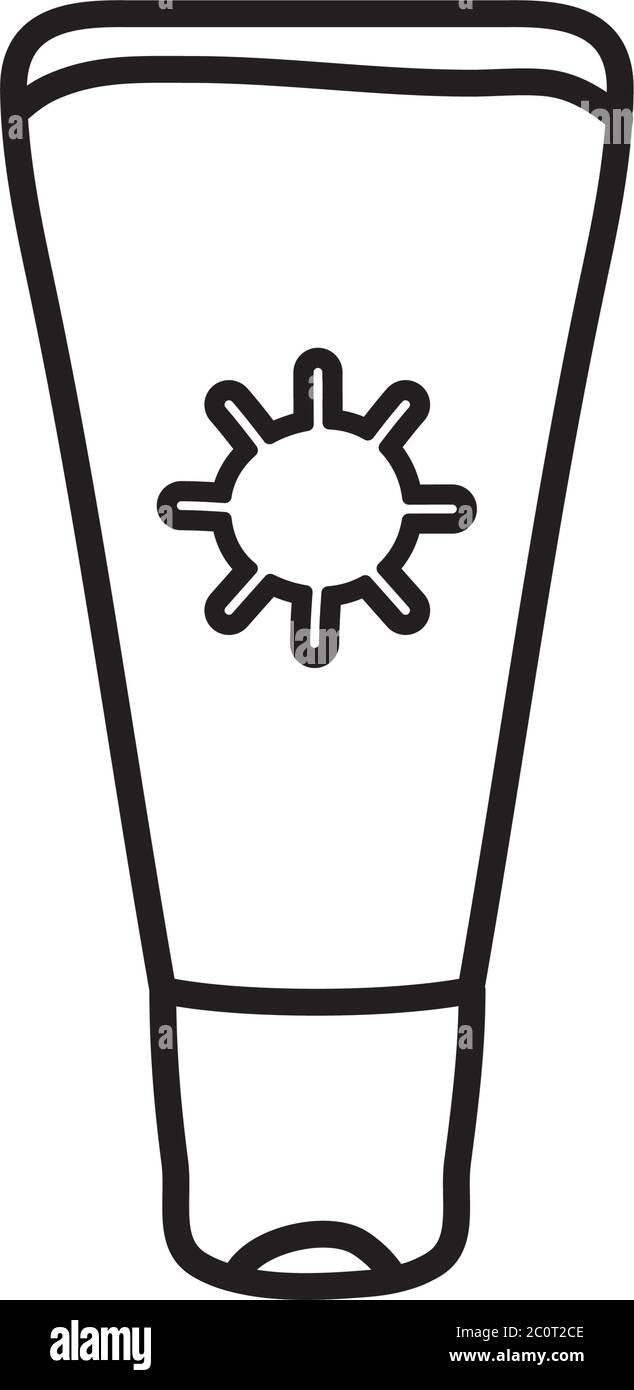 sunblock bottle icon over white background, line style, vector illustration Stock Vector