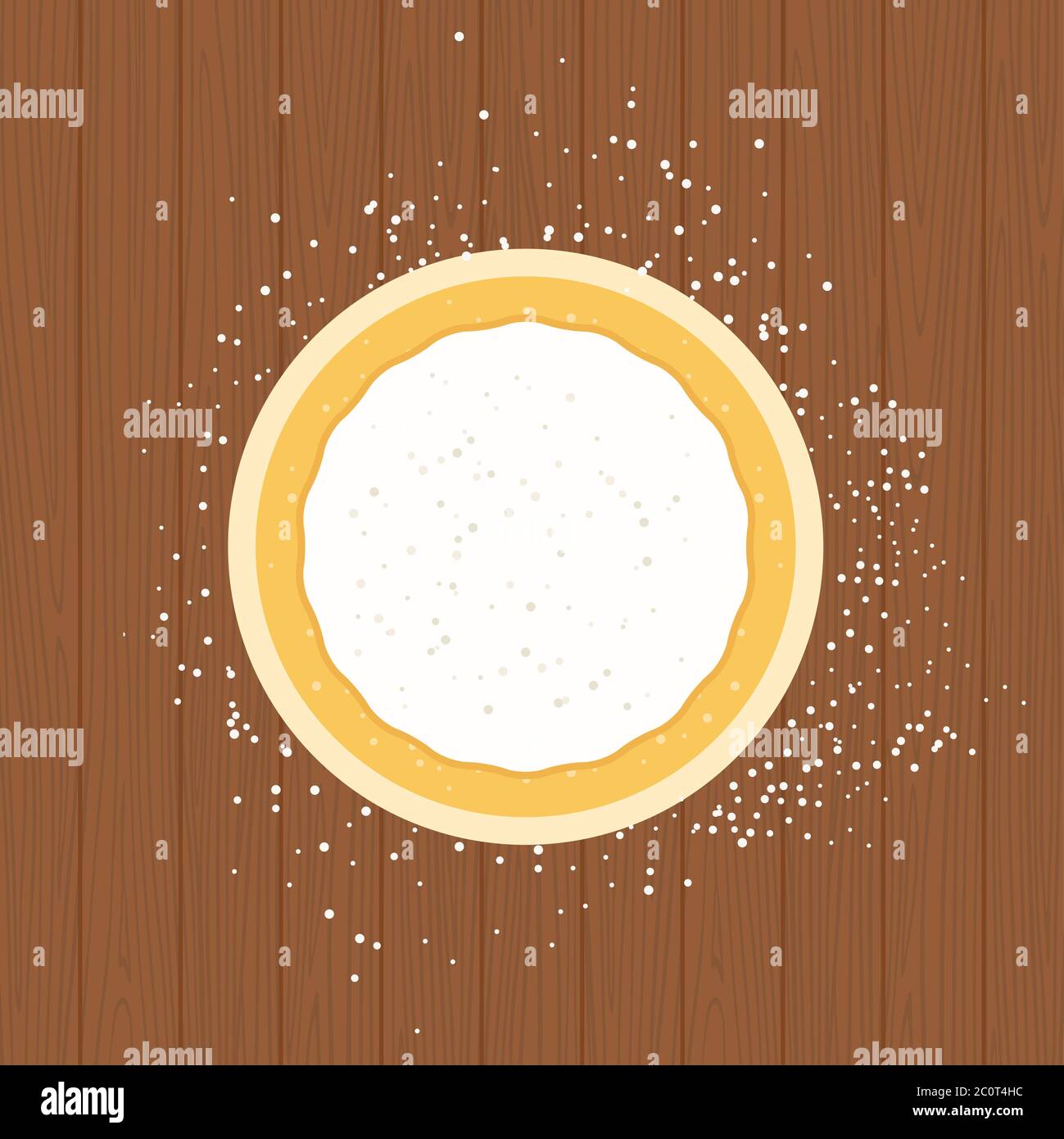 Pizza dough on a wooden surface flat vector isolated Stock Vector