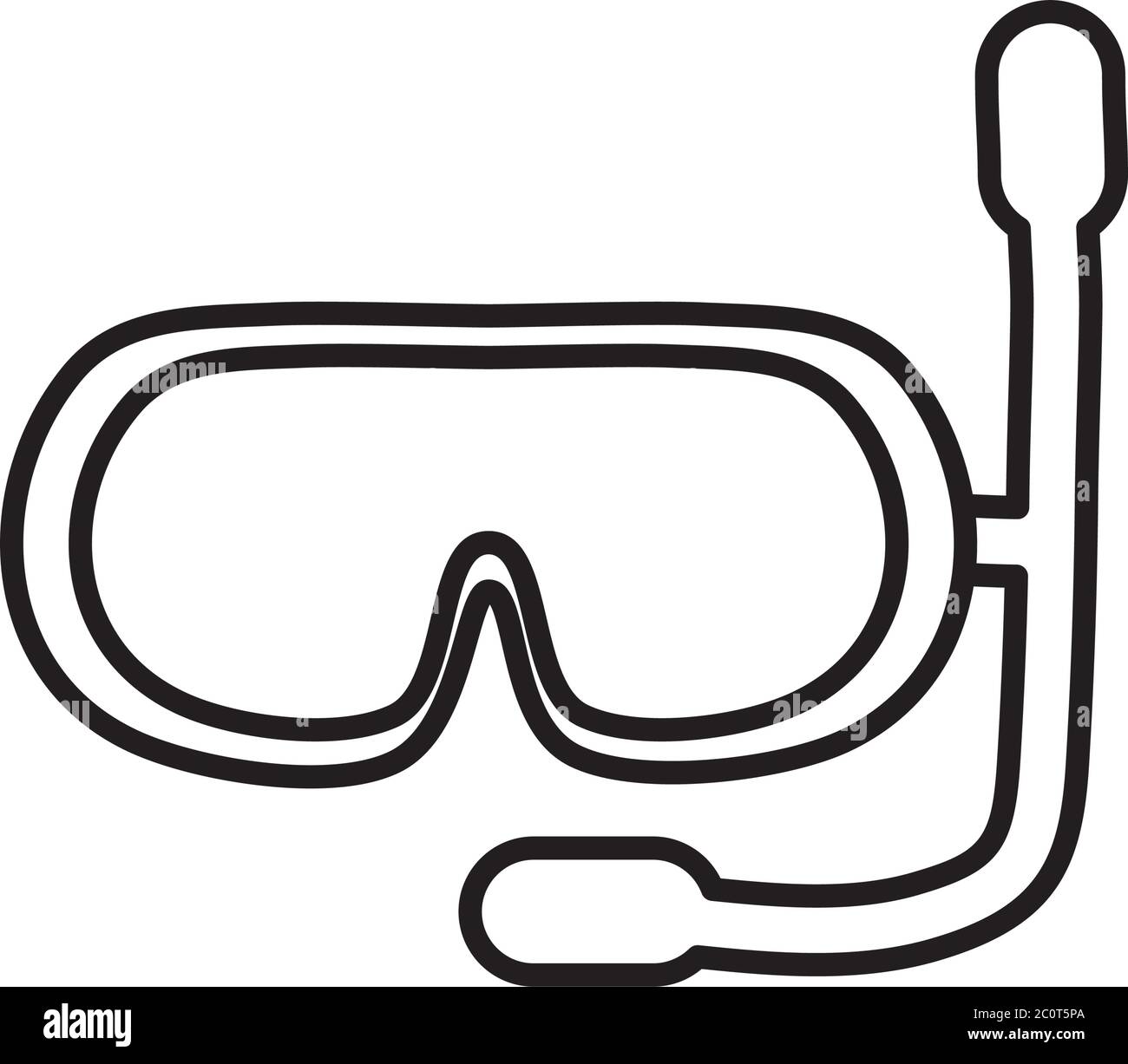 snorkel mask icon over white background, line style, vector