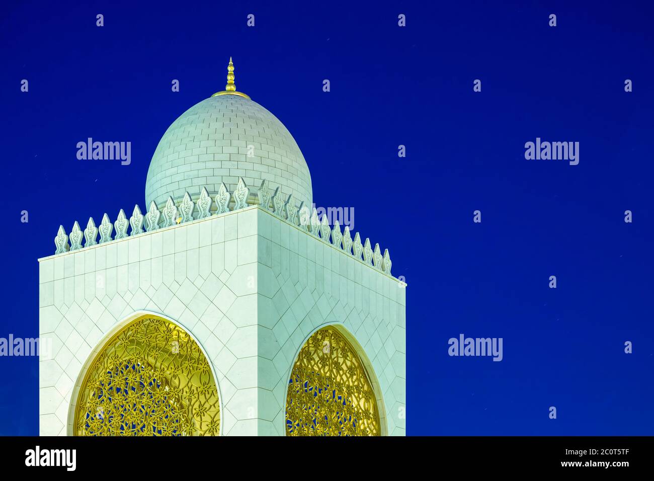 sheikh zayed grand mosque during coronavirus outbreak, oriental decoration in abu dhabi grand mosque, middle east Stock Photo
